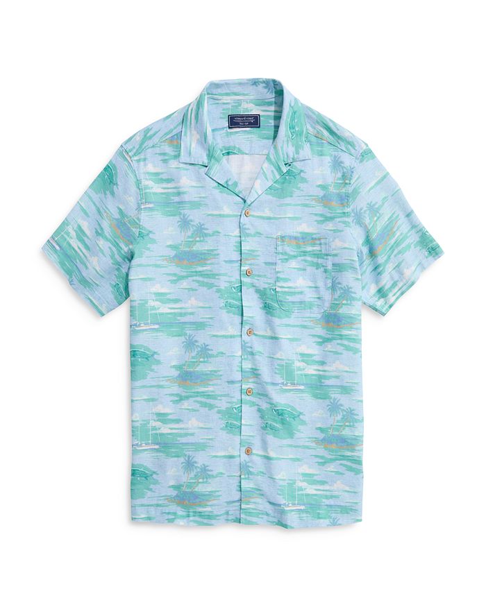 

Островная жизнь Классическая рубашка с коротким рукавом Cabana Vineyard Vines, синий
