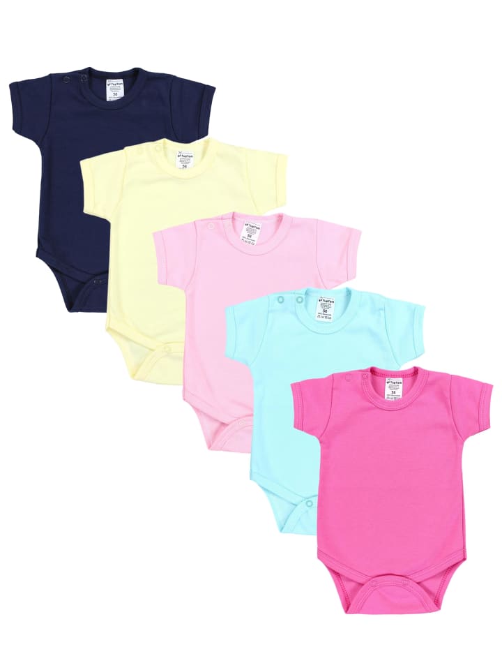 

TupTam Детские бодики с короткими рукавами для девочек, 5 штук, розово-голубые