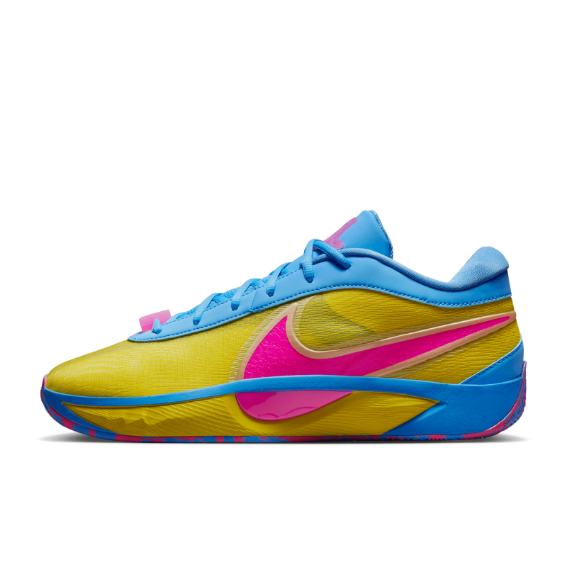 

Nike Баскетбольные кроссовки Giannis Freak 6 с низким антискользящим износостойким верхом, мужские, желтые, розовые, синие