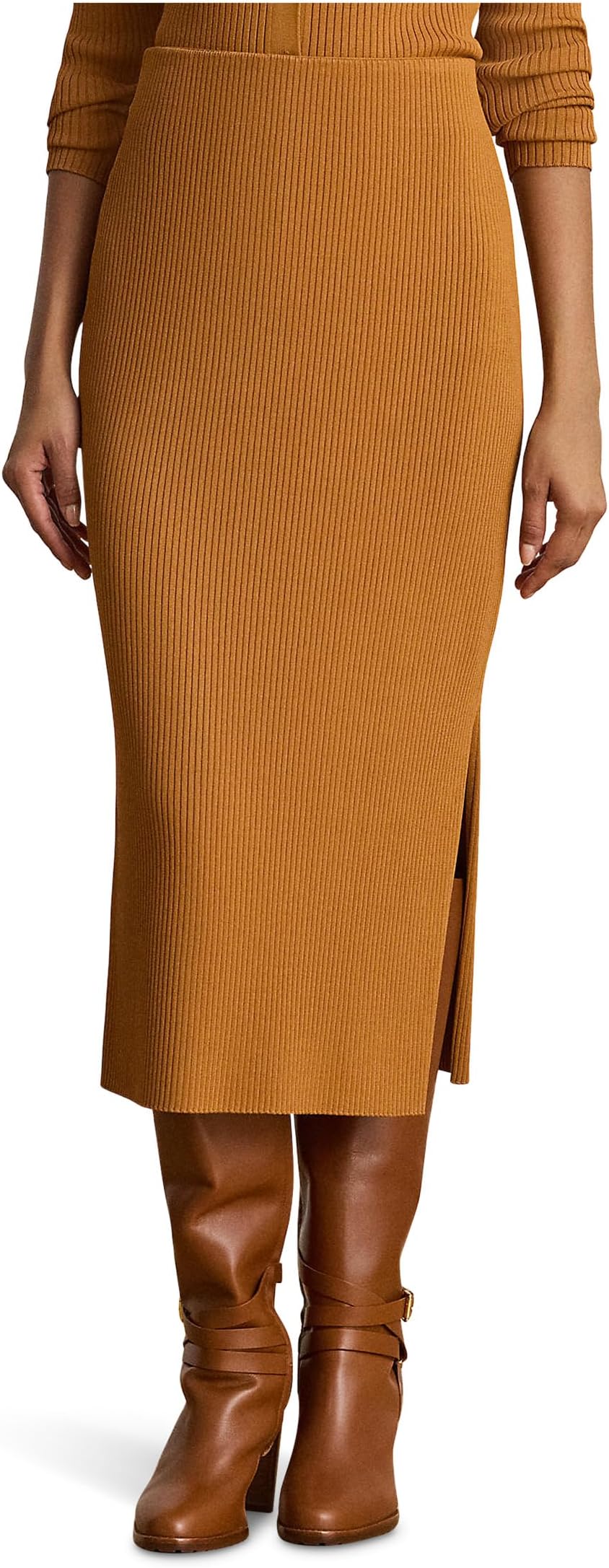 

Юбка Lauren Ralph Lauren Rib-Knit Pencil Midi Skirt, цвет Cinnamon Bark