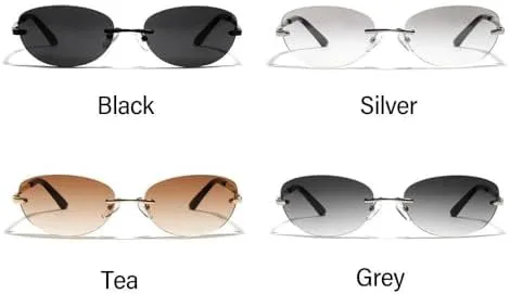 

Женские солнцезащитные очки без оправы 2026 года, модные овальные солнцезащитные очки с обтекаемой формой, прозрачные очки с градиентным переходом цвета MTZJH, Grey