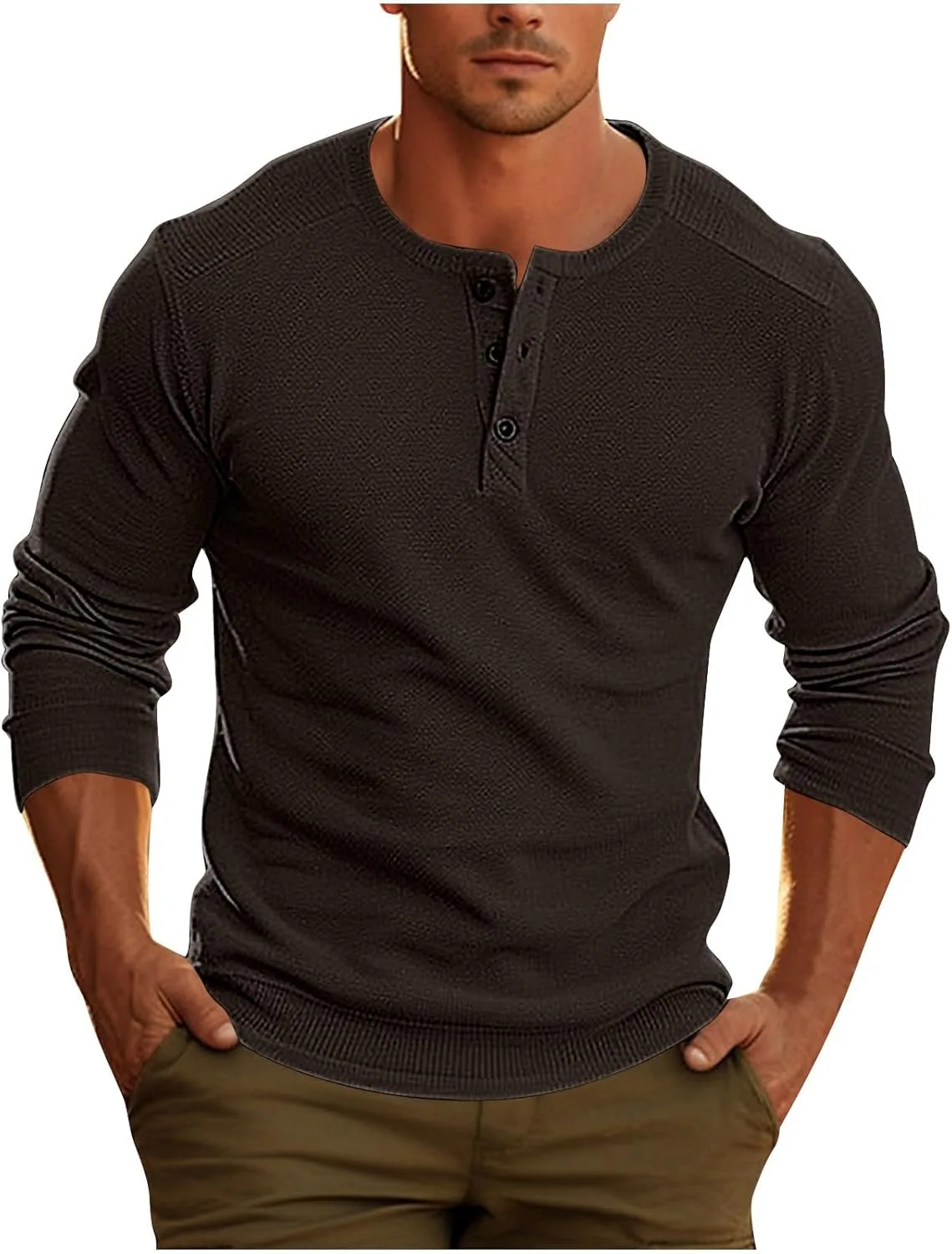 

Мужская футболка Henley с длинным рукавом в клетку