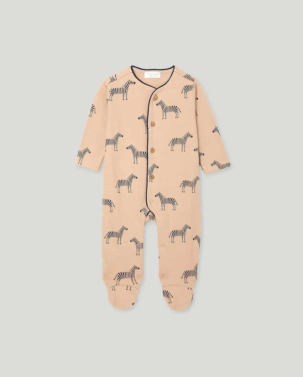 

Длинный комбинезон с принтом зебры для мальчика Cotton Juice, коричневый