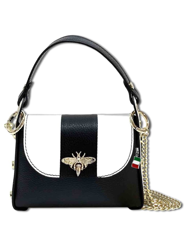 

Наплечная сумка Florence Umhängetasche Leder schwarz, weiß ca. 19cm