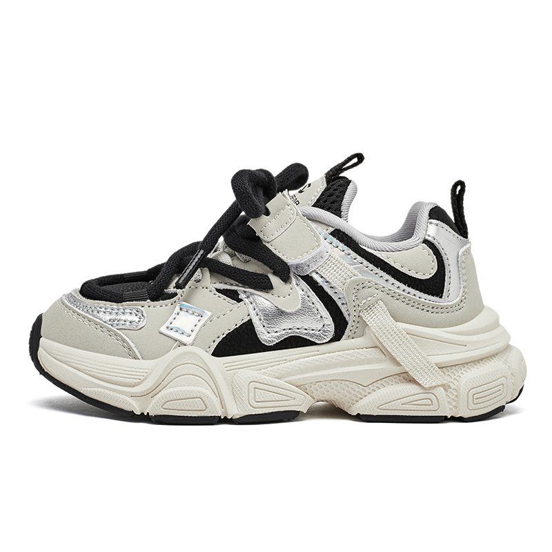 

Нескользящие дышащие низкие детские кроссовки для бега HOBIBEAR, белый/черный