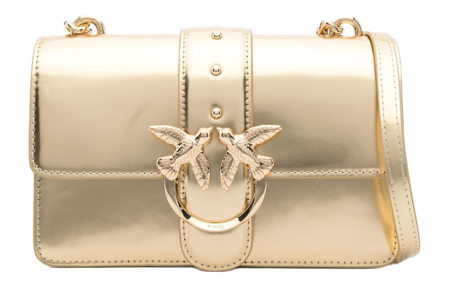 

Кожаная сумка через плечо, женская золотая PINKO