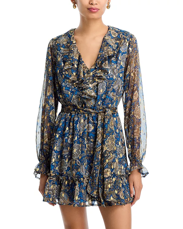 

Платье в стиле бохо с металлизированной оборкой - эксклюзив Aqua, синий