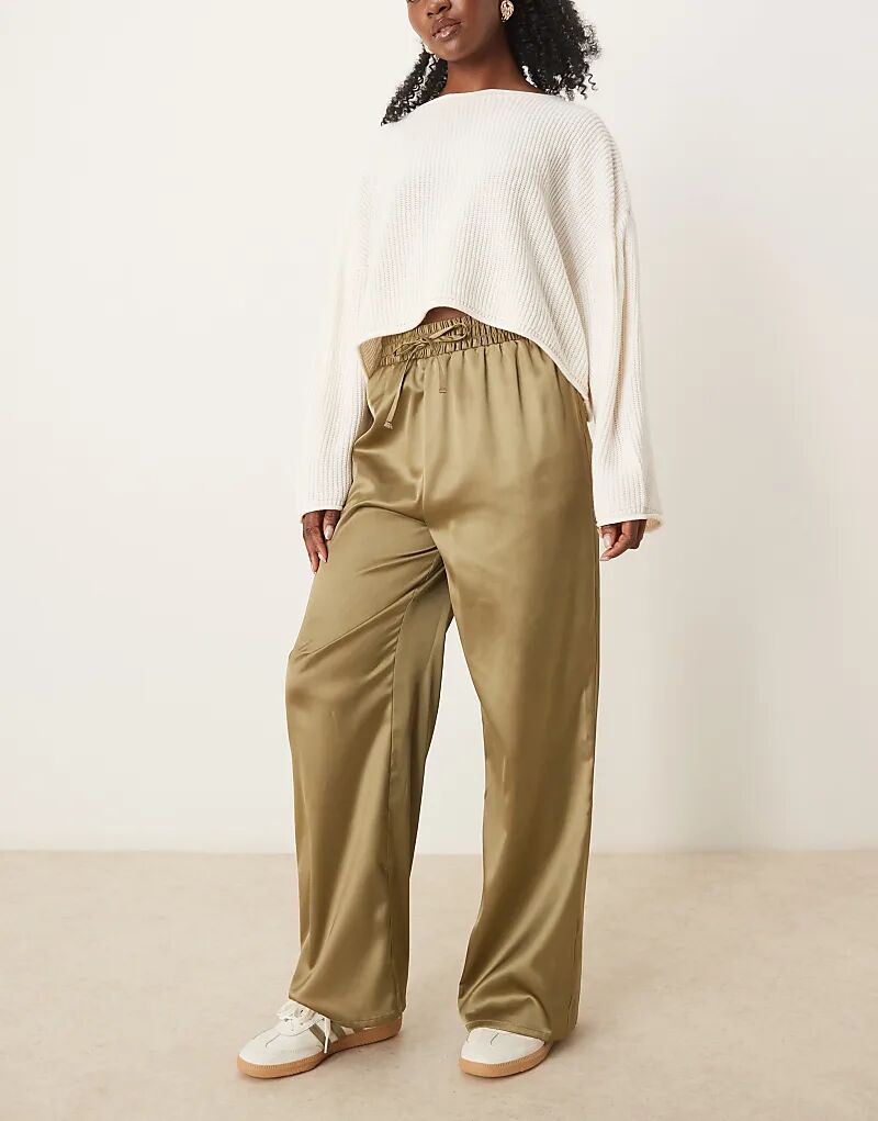 

Широкие брюки из атласа цвета зеленого шалфея Miss Selfridge