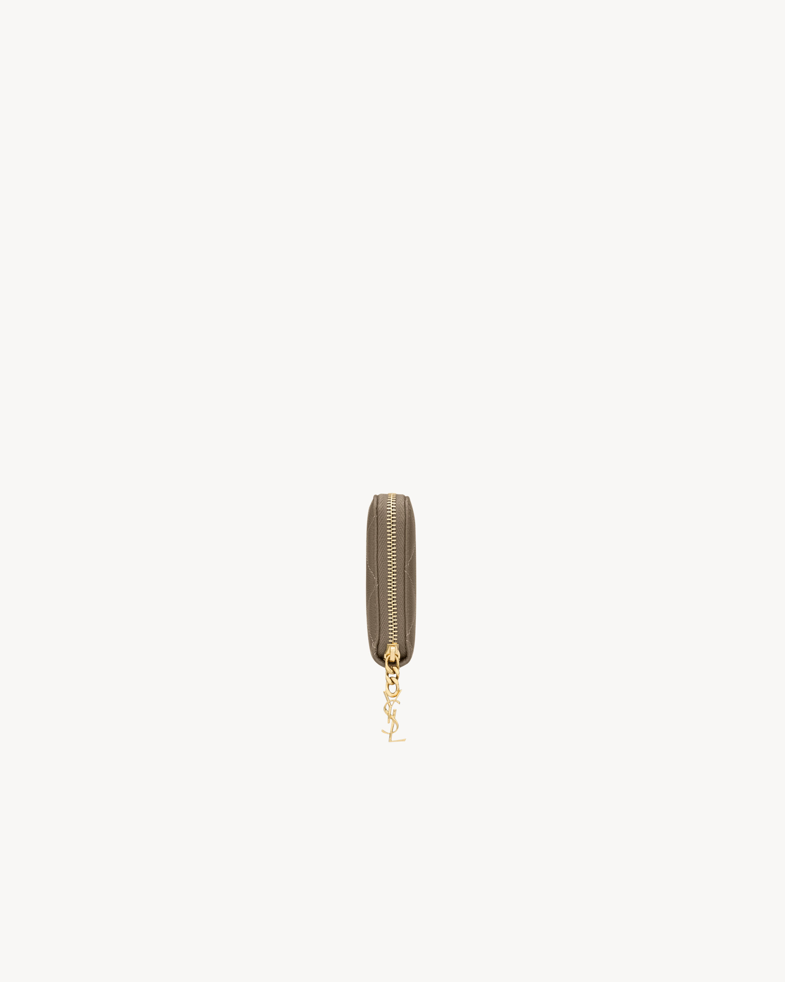 Кошелек на молнии CASSANDRE BIJOU из кожи GRAIN DE POUDRE Saint Laurent, серый/серебряный — фото 3