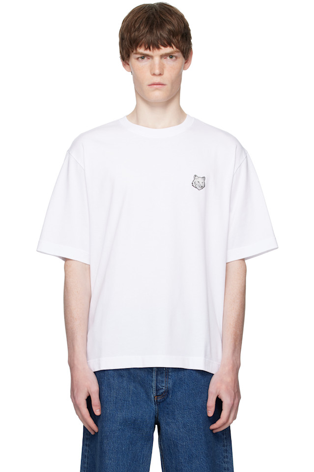 

Футболка с комфортной посадкой и нашивкой в виде головы лисы Bold fox Maison Kitsuné, белый