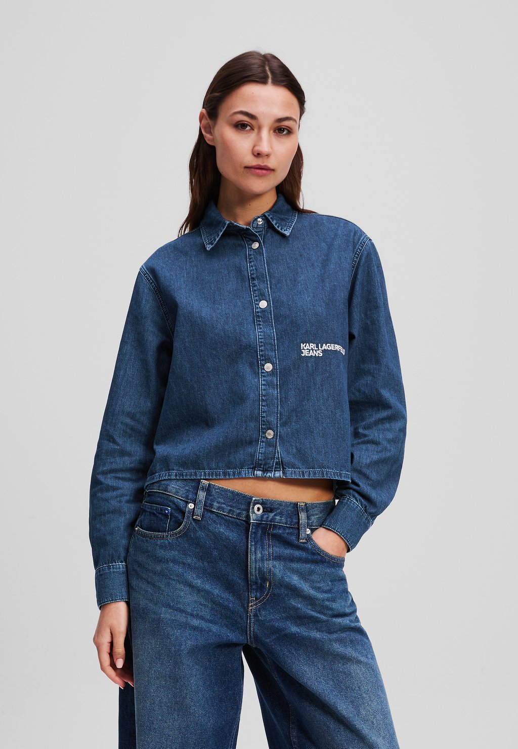 

Блузка на пуговицах BOXY BLOUSE Karl Lagerfeld Jeans, цвет Washed Dark Blue