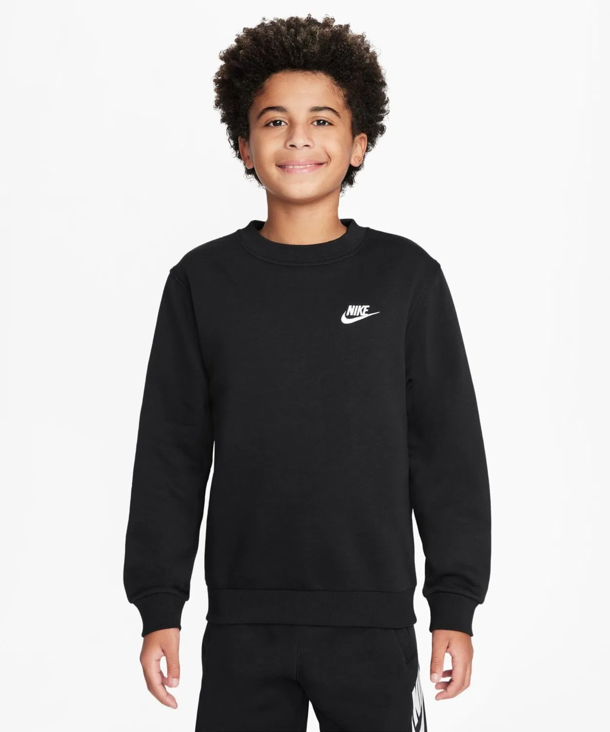 Свитшот детский Nike Club флисовый с длинным рукавом, чёрный