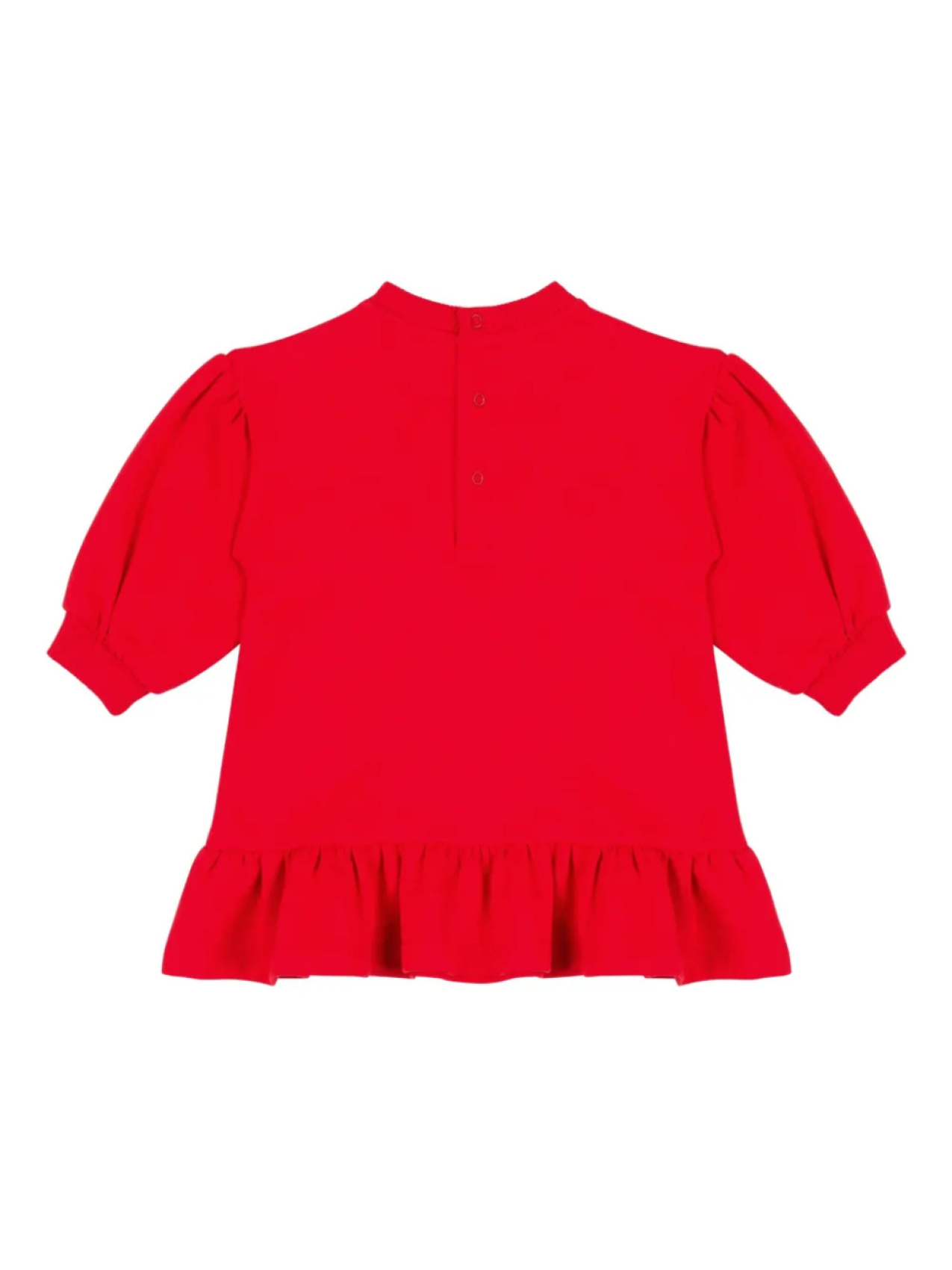 Платье с плюшевым мишкой и оборками по подолу Moschino Kids, красный — фото 2
