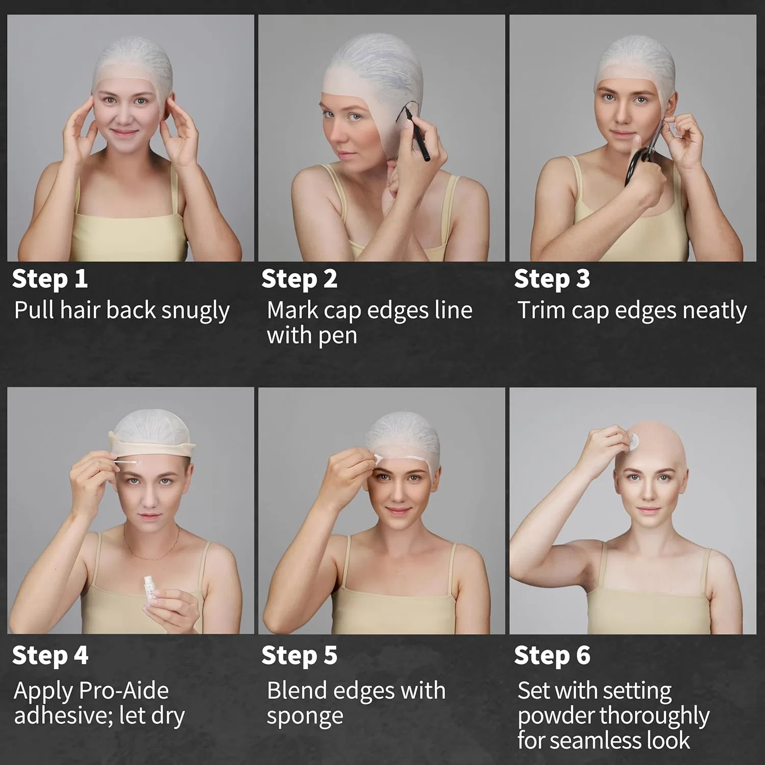 Грим-набор для лысой головы Halloween Professional Bald Cap SFX Kit, Go Ho, 8 предметов, 169 г — фото 3