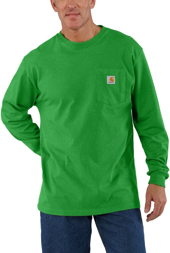 

Carhartt мужская рабочая футболка с карманом и длинным рукавом, Olive Green Heather