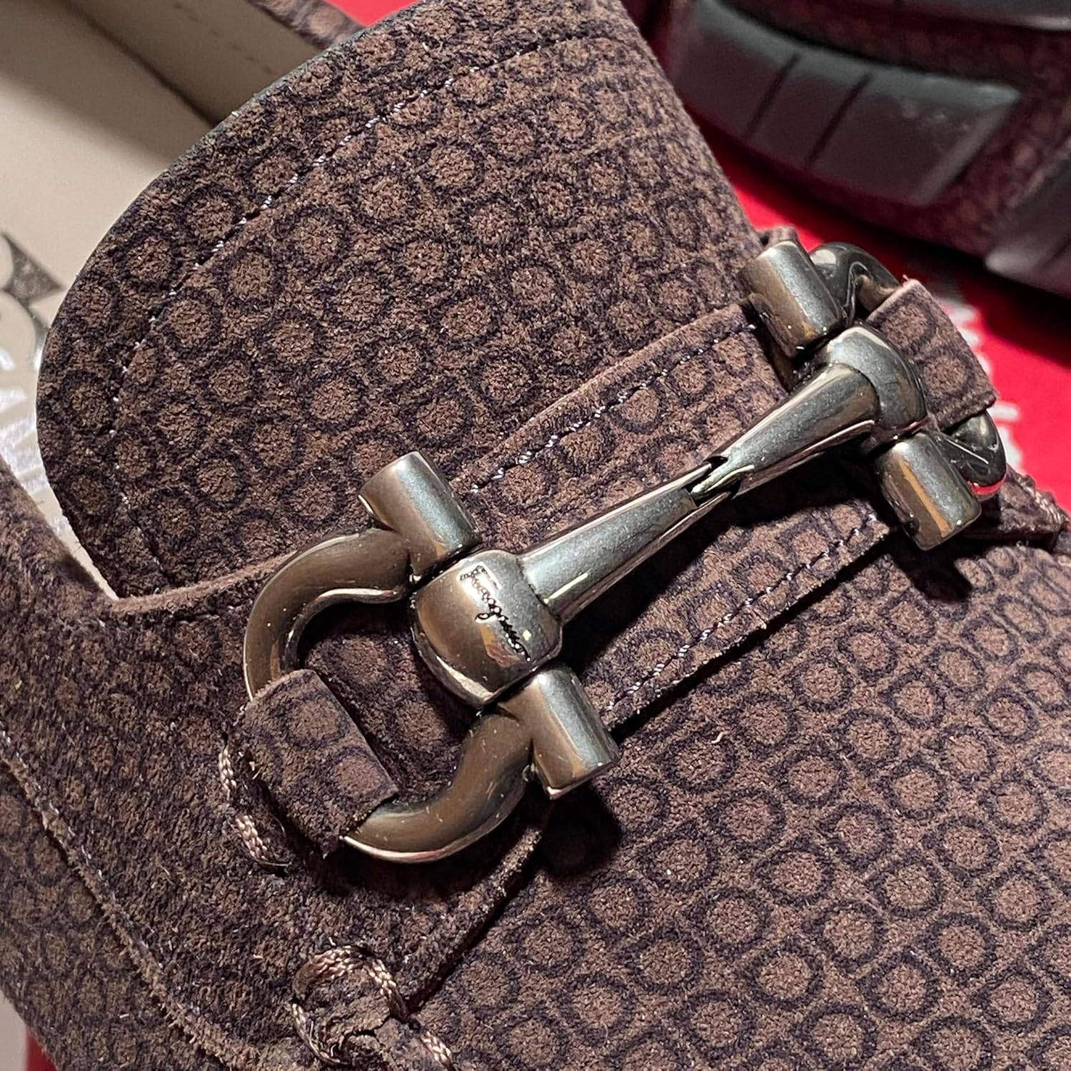 Мужские замшевые мокасины-драйверы Ferragamo Gancini Bit Gray, модель Parigi 17 (Salvatore), initial — фото 3