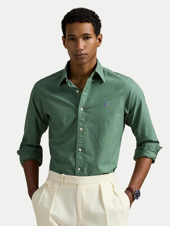 

Рубашка облегающего кроя 710804257056 Polo Ralph Lauren, зеленый