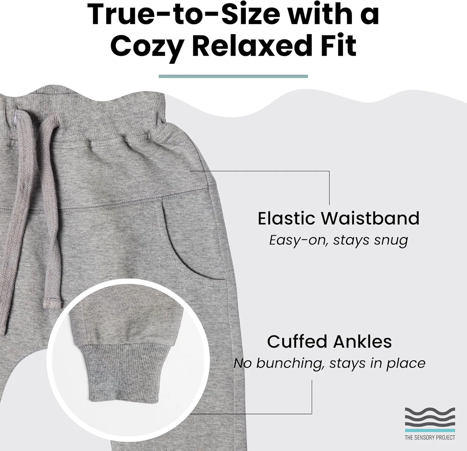 Спортивные штаны CloudCalm Joggers от THE SENSORY PROJECT - ультрамягкие спортивные штаны из органического хлопка для младенцев и детей младшего возраста, серый — фото 2