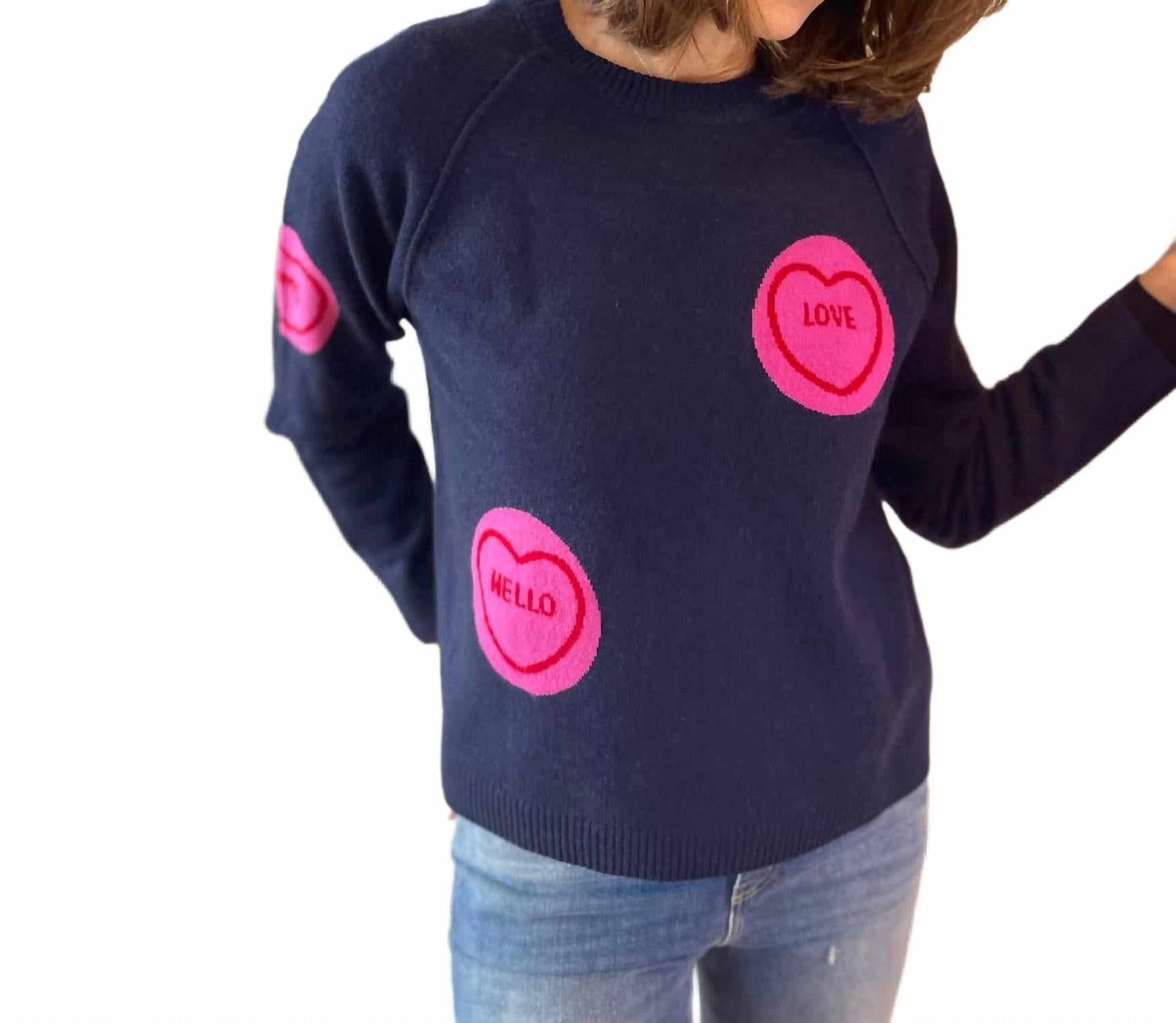 

Темно-синий кашемировый свитер с сердечками Jumper1234