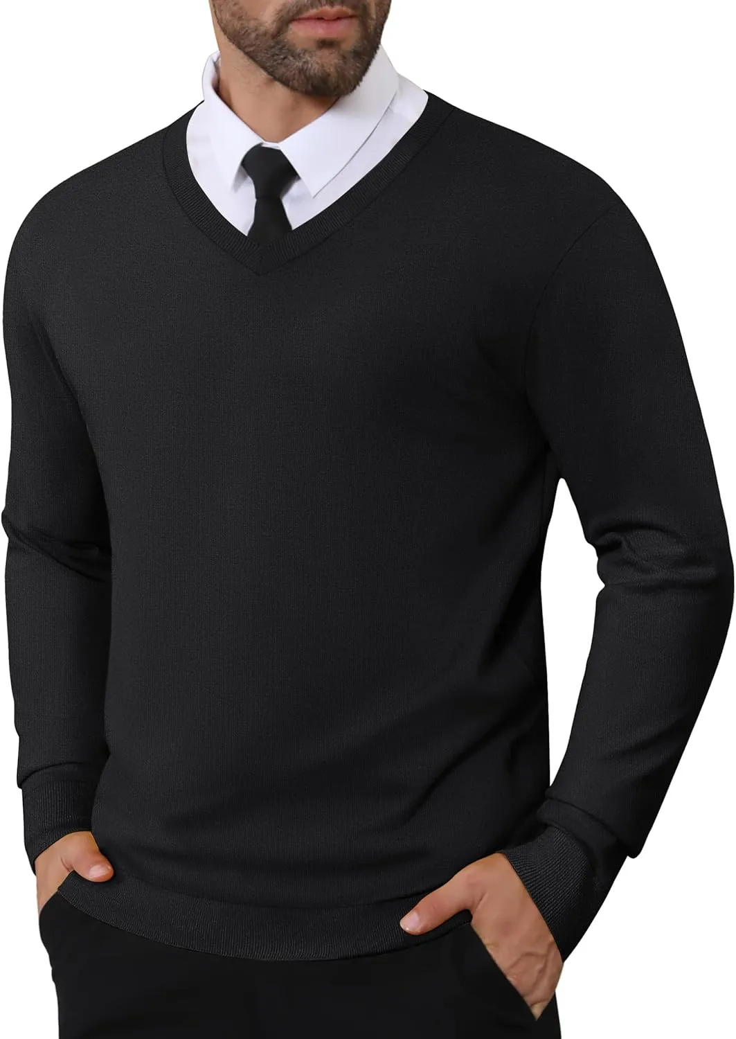 

CRYSULLY мужской свитер V-образным вырезом, вязаный, легкий