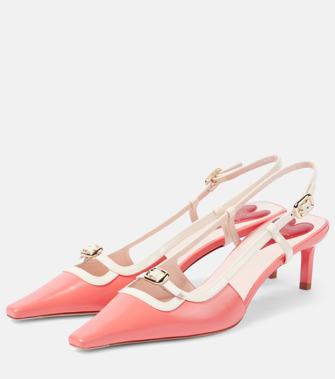 Кожаные туфли-лодочки Viv' Canard 55 с открытой пяткой Roger Vivier, Porcelaine Rose + Cire — фото 4