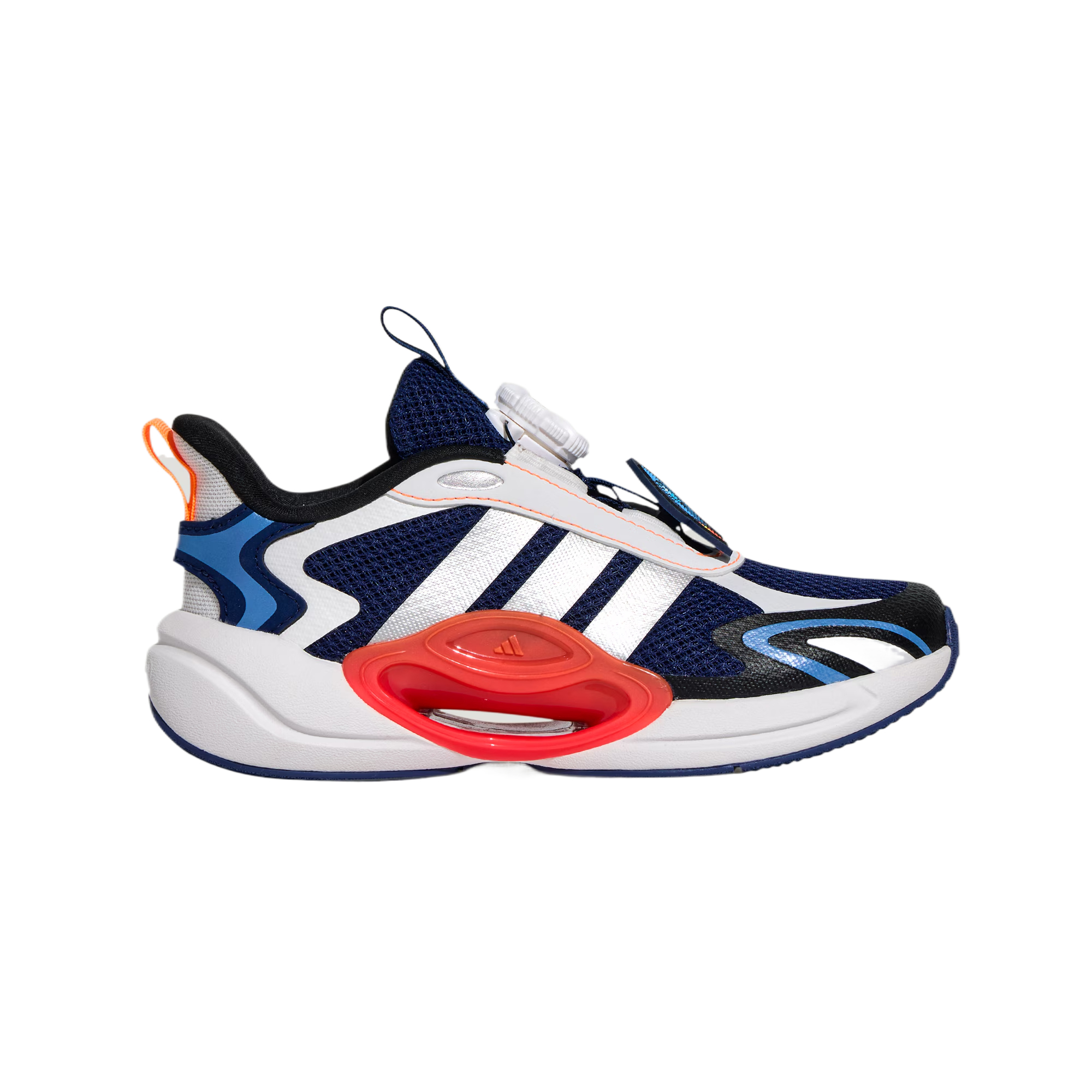 Galaxy Fabric низкие повседневные кроссовки Kids' Adidas, темно-синий/metallic серебро/bright оранжевый желтый — фото 3