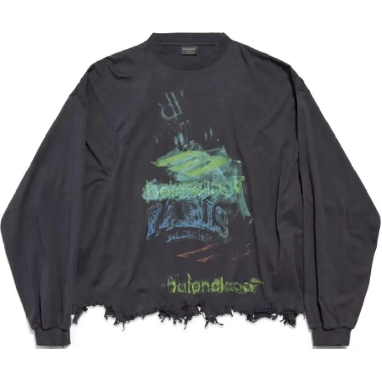 Футболка с длинным рукавом Cropped Diy Imprint Balenciaga, faded черный