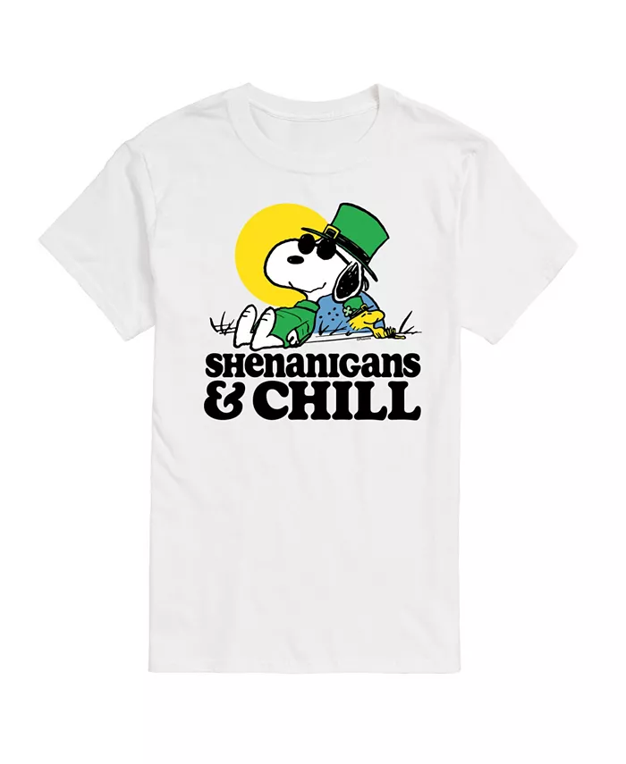 

Мужская футболка с коротким рукавом Peanuts St Patrick's Day Shenanigans Chill AIRWAVES, белый
