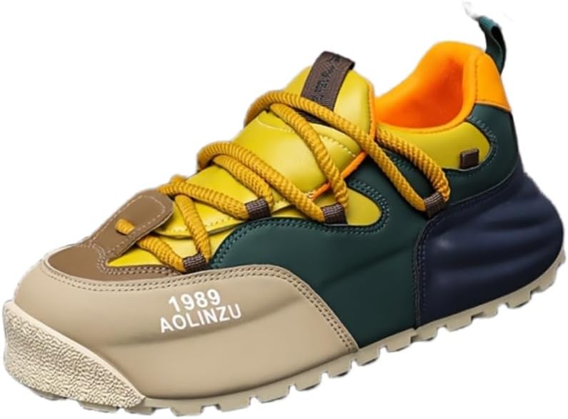 

Мужские спортивные кроссовки большого размера - модные повседневные шнурованные кроссовки с толстой амортизирующей подошвой, легкие, с поддержкой для ежедневного и спортивного использования Fusecottc, желтый