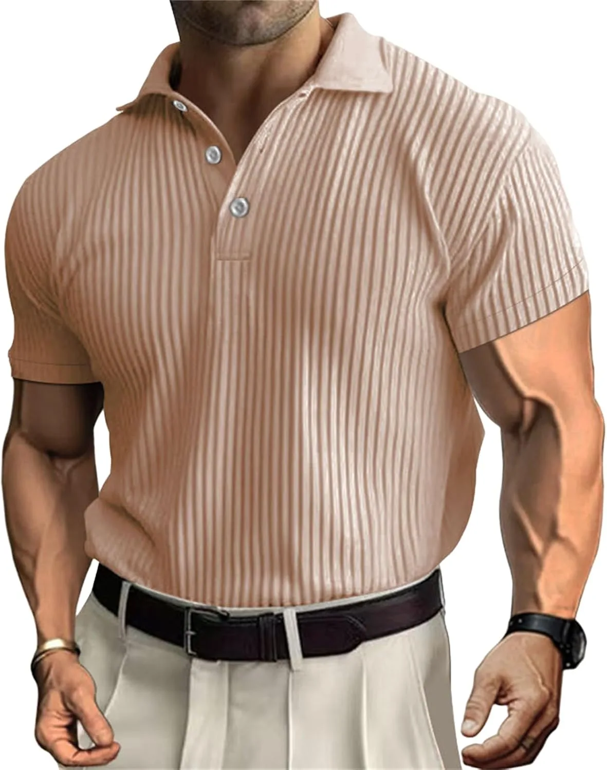 

Мужская поло с коротким рукавом и V-образным вырезом, рифленая текстура YSERB