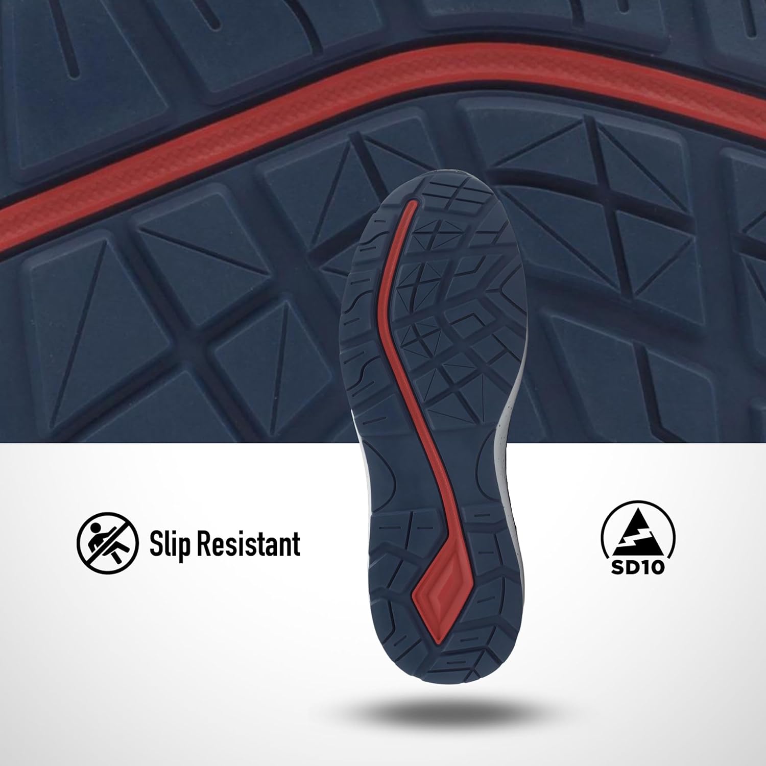 Мужские ботинки New Balance с композитным носком - противоскользящие, защищают от электричества, устойчивы к проколам - для промышленности и строительства, красный — фото 2