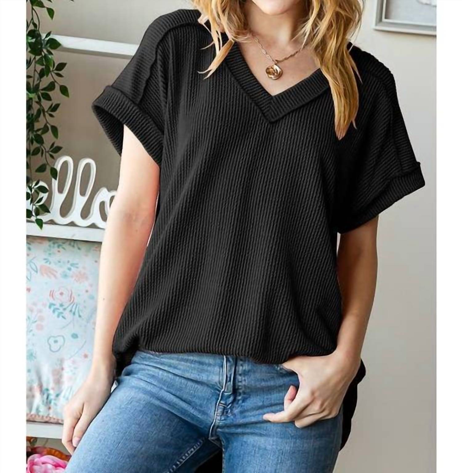 

Черный ребристый топ Urban HEIMISH USA