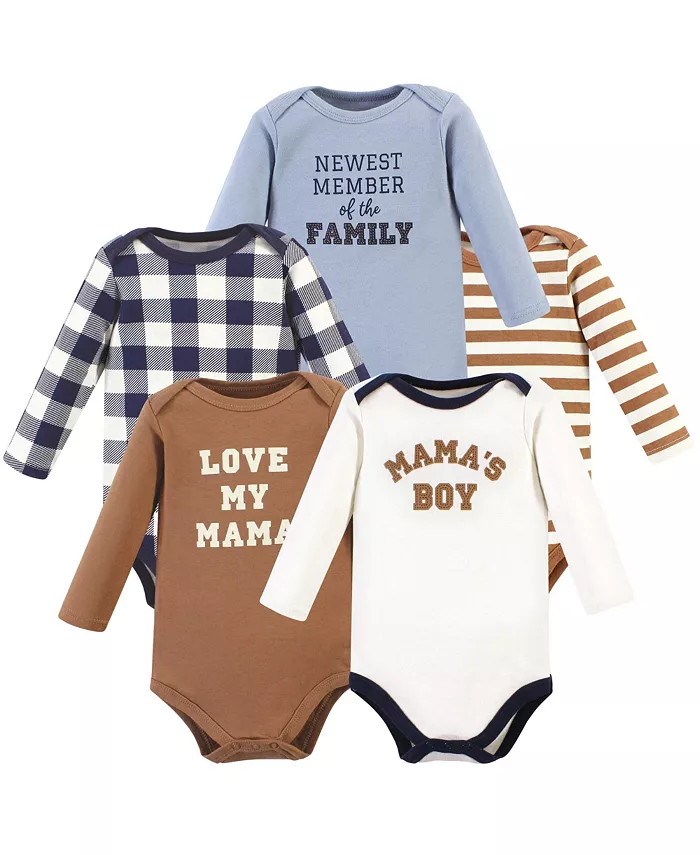 

Коллекция из пяти хлопковых боди с длинными рукавами для мальчиков Hudson Hudson Baby, коричневый