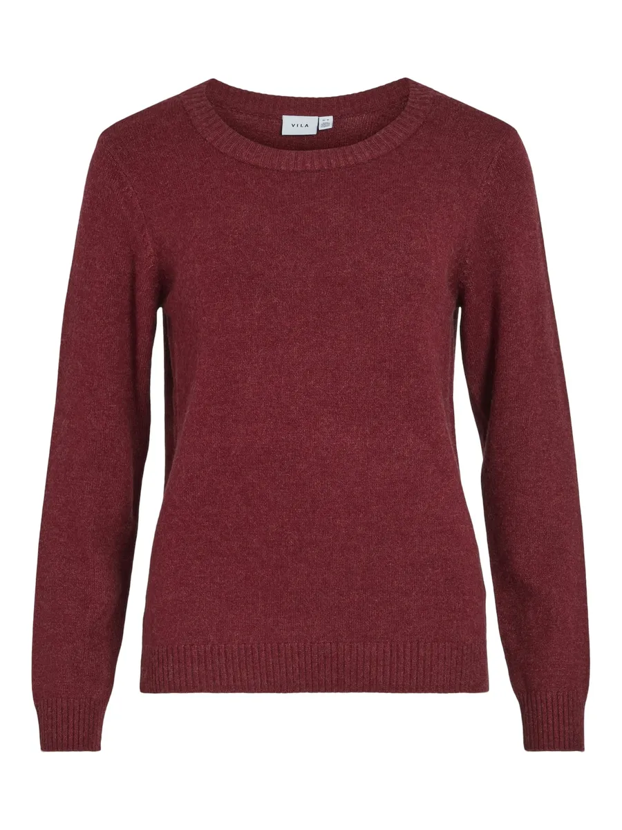 

Свитер Vila с круглым вырезом "VIRIL O-NECK L/S KNIT TOP - NOOS", цвет Cabernet Detail:Dark Melange