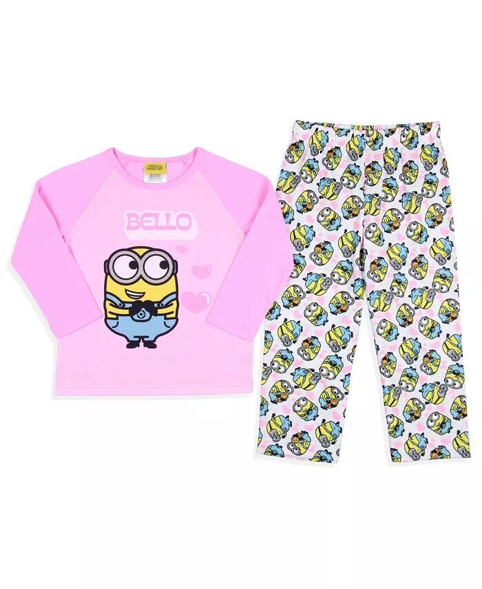 

Пижамный комплект для сна с миньонами для маленьких девочек в стиле чиби-белло реглан Despicable Me