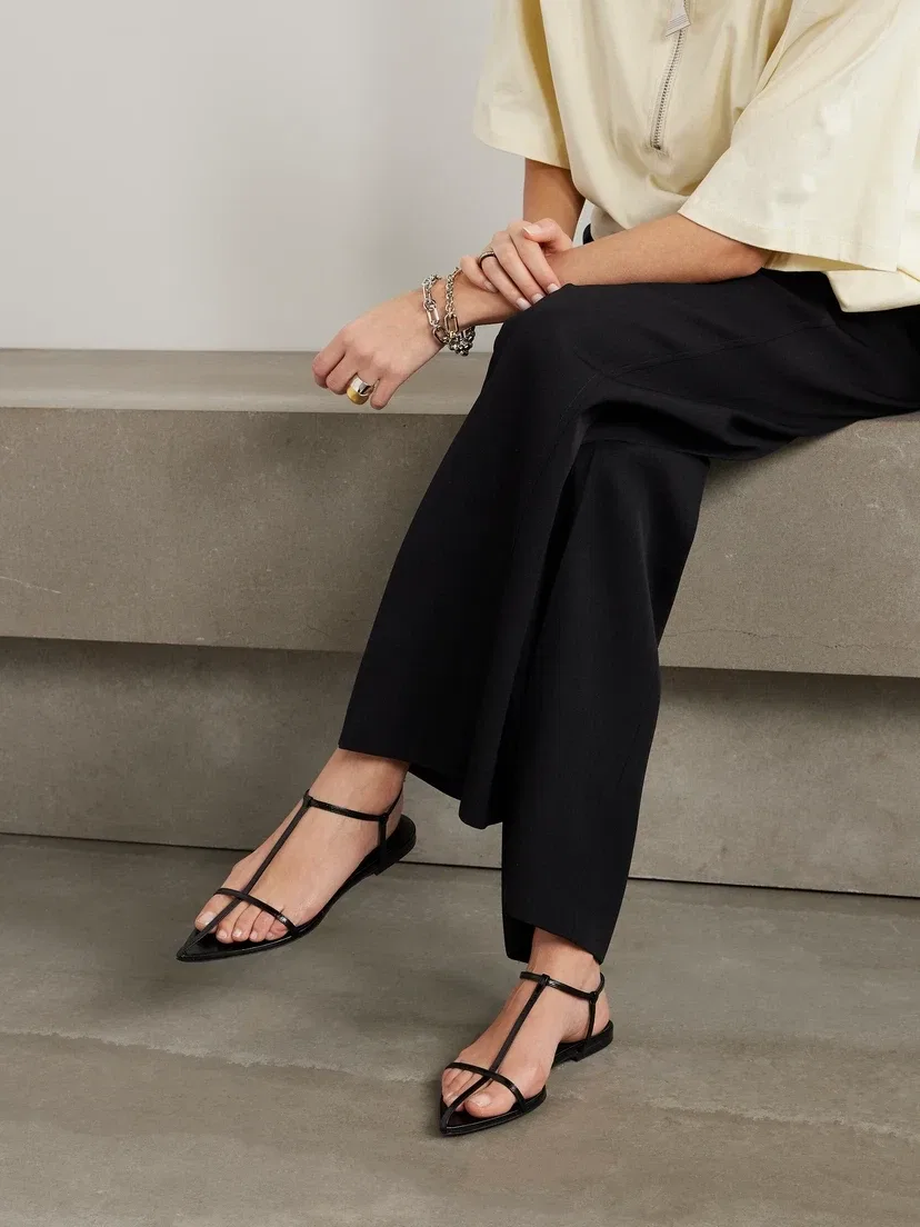 Кожаные остроносые сандалии JIL SANDER, черный — фото 2