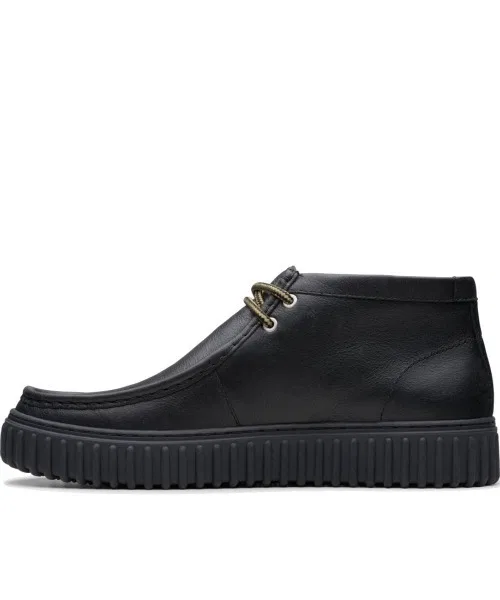 Мужские высокие мокасины из кожи Clarks Torhill Hi чёрные — фото 2