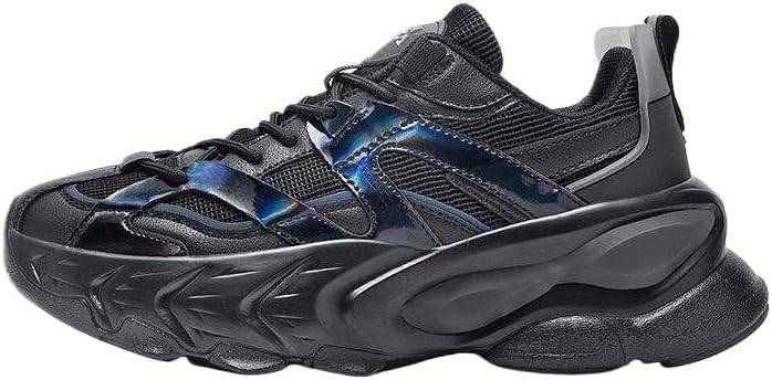 

Мужские спортивные кроссовки с дышащей тканью и толстой подошвой - модель с эффектом увеличения роста и регулируемыми шнурками для повседневной носки Hoalox, черный