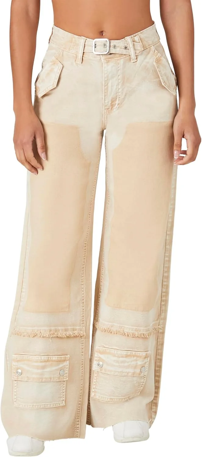 

Джинсы Forever 21 с кислотной мойкой и поясом