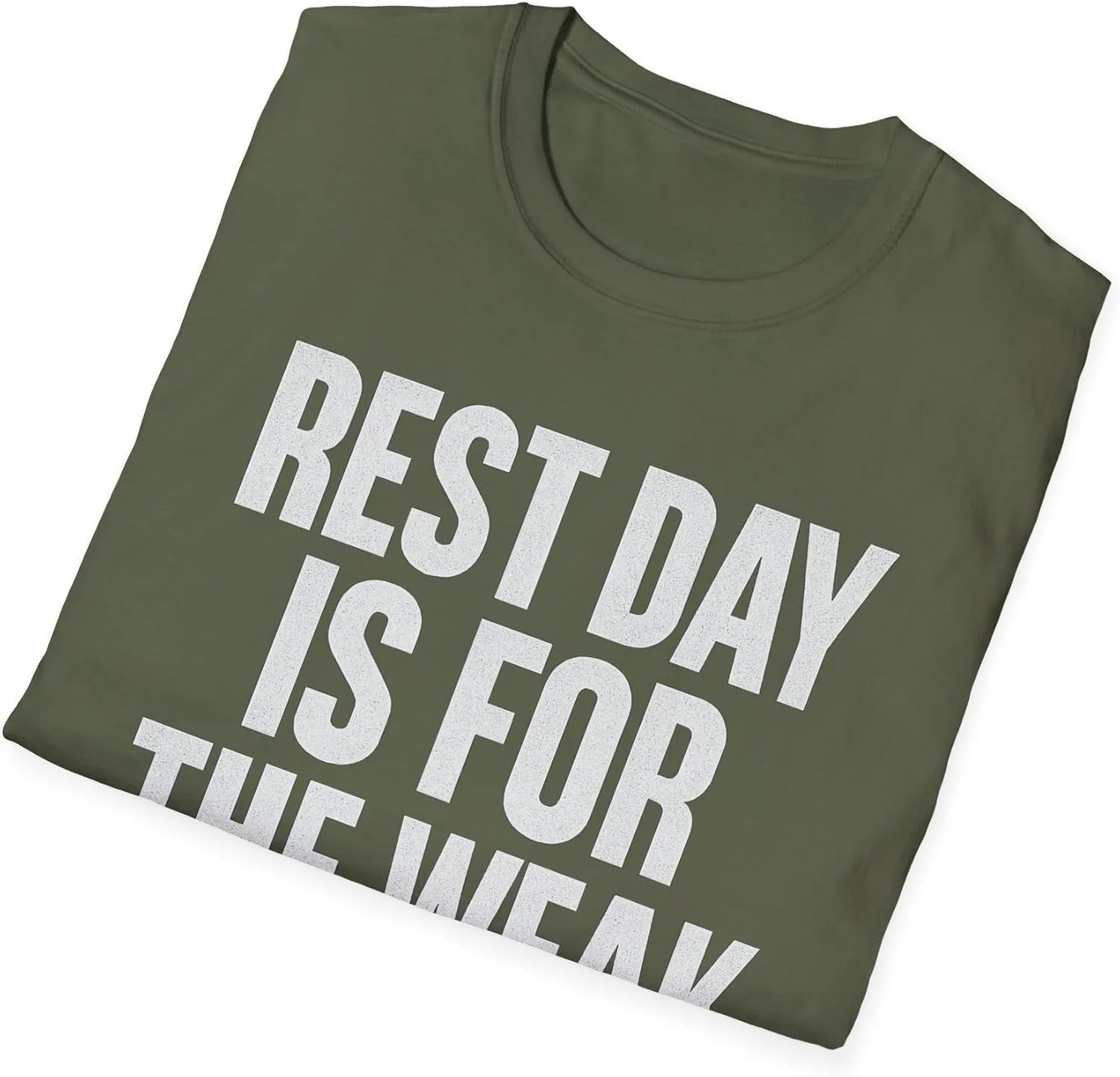 Футболка для фитнеса с мотивационной надписью "Rest Day is for The Weak", спортивная одежда, тренировочная майка, повседневный спортивный топ GENERIC, темно-зеленый — фото 4