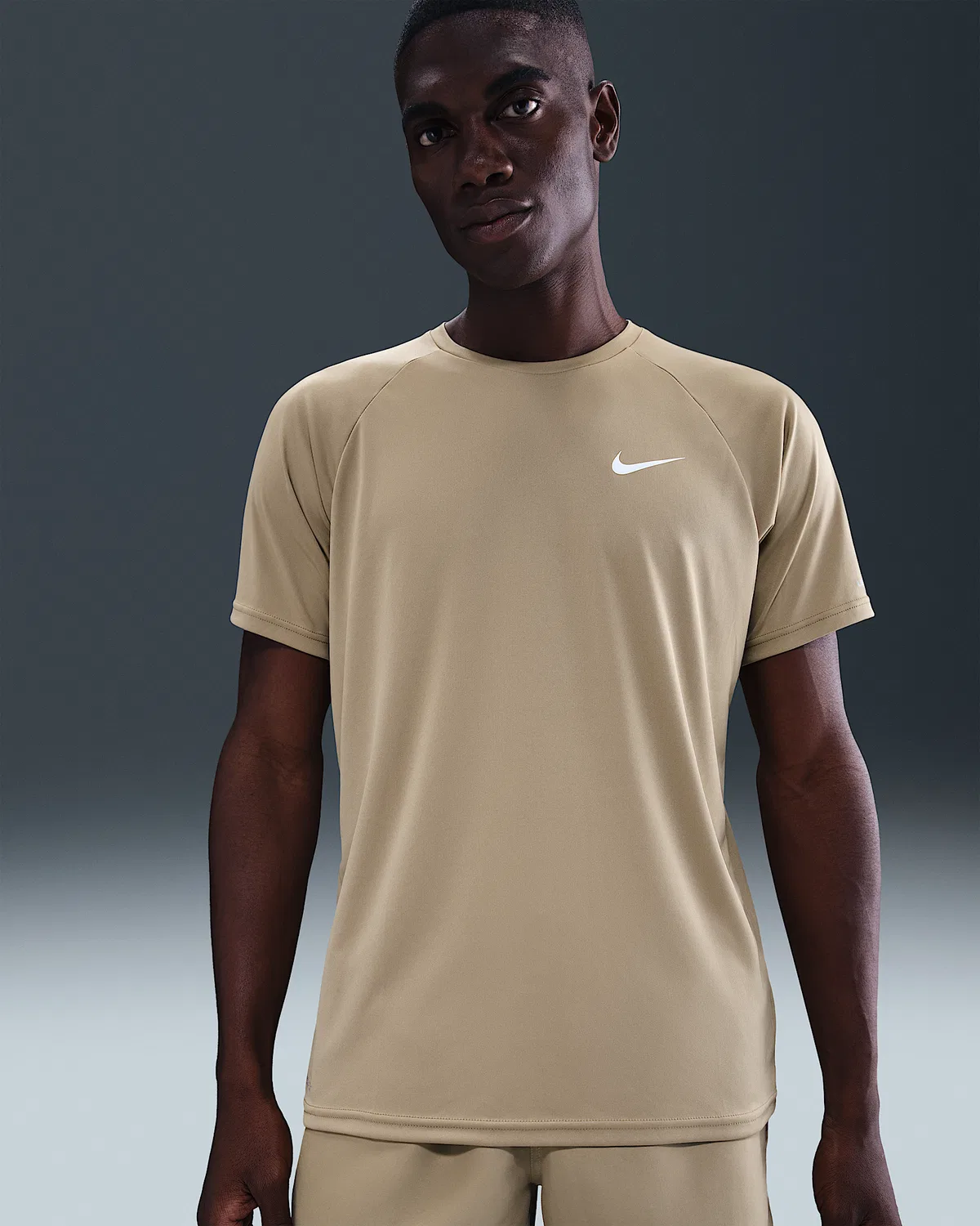 Мужская футболка Nike Swim Hydroguard Essential Dri-FIT UV с коротким рукавом, Parachute Beige/Parachute Beige/Parachute Beige/White