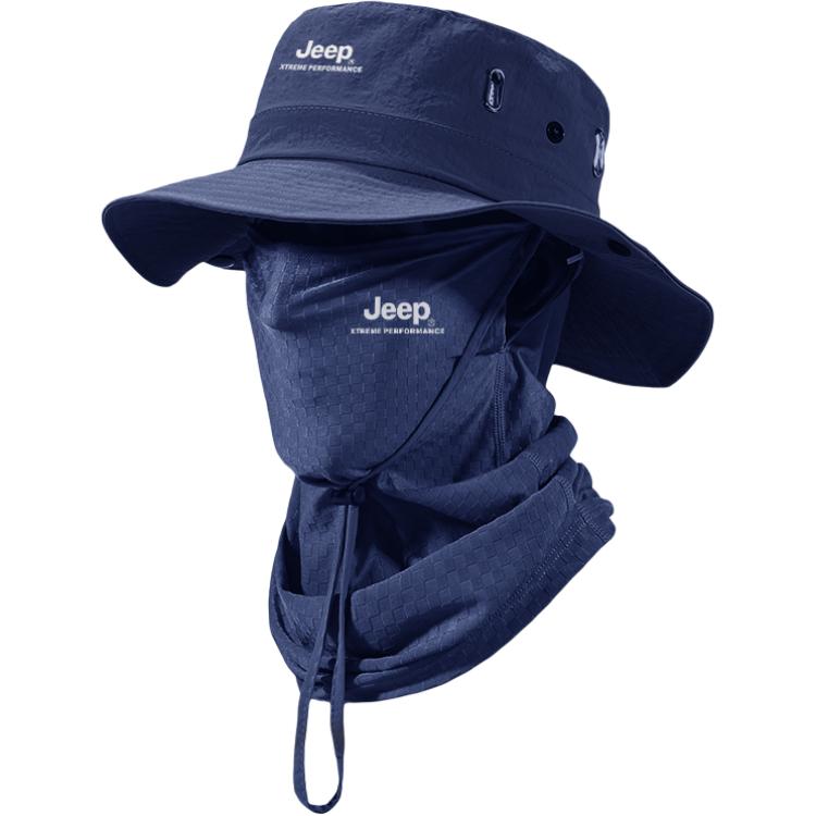 

Jeep Унисекс шапка от солнца из полиэстера, Navy Blue Two-Piece Set 2 (Hats & Caps+Mask)