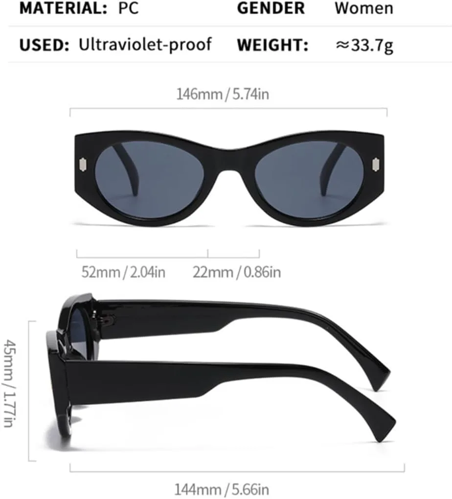 

Солнцезащитные очки «кошачий глаз» для женщин и мужчин, роскошные, в стиле ретро, ​​с заклепками, градиентной защитой от УФ-излучения UV400 UATXTAU, Grey Green