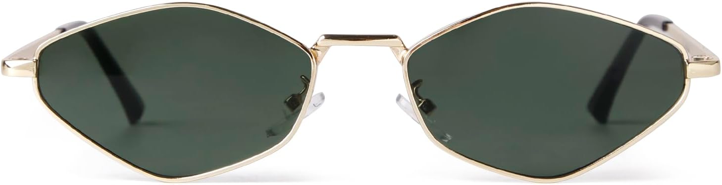 

JUDOO Модные металлические шестиугольные солнцезащитные очки для женщин и мужчин, золотистые, винтажные, узкие, неправильной формы, маленькие, ретро, ​​шестиугольные солнцезащитные очки, Gold Frame/Green Lens