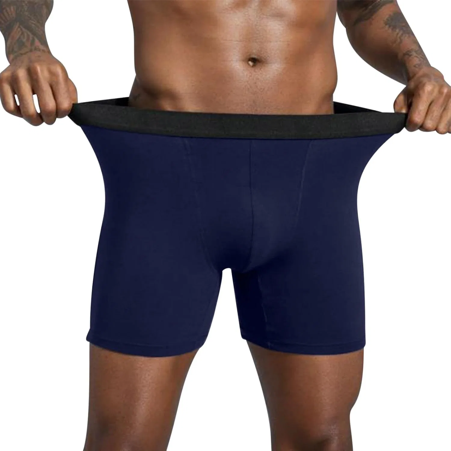 Боксеры хлопковые, Men's Long Boxer Briefs, синий — фото 2