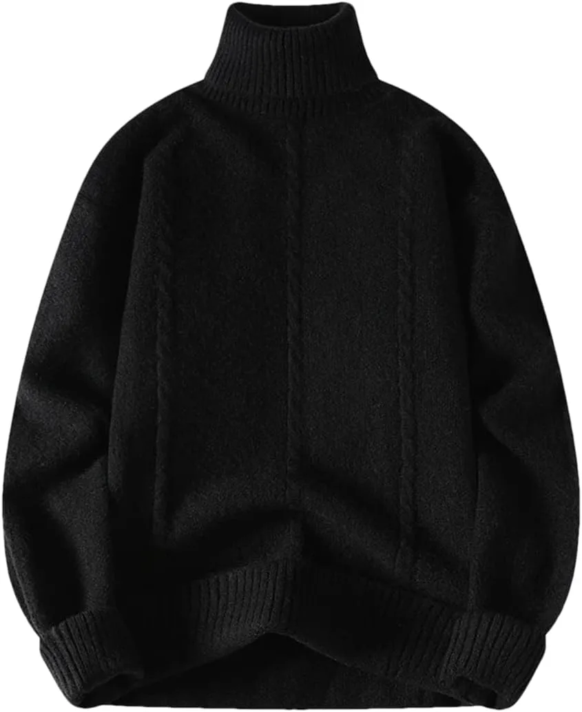 

Мужской свитер Slim Fit с воротником-водолазкой и косой вязкой ERFMFKL