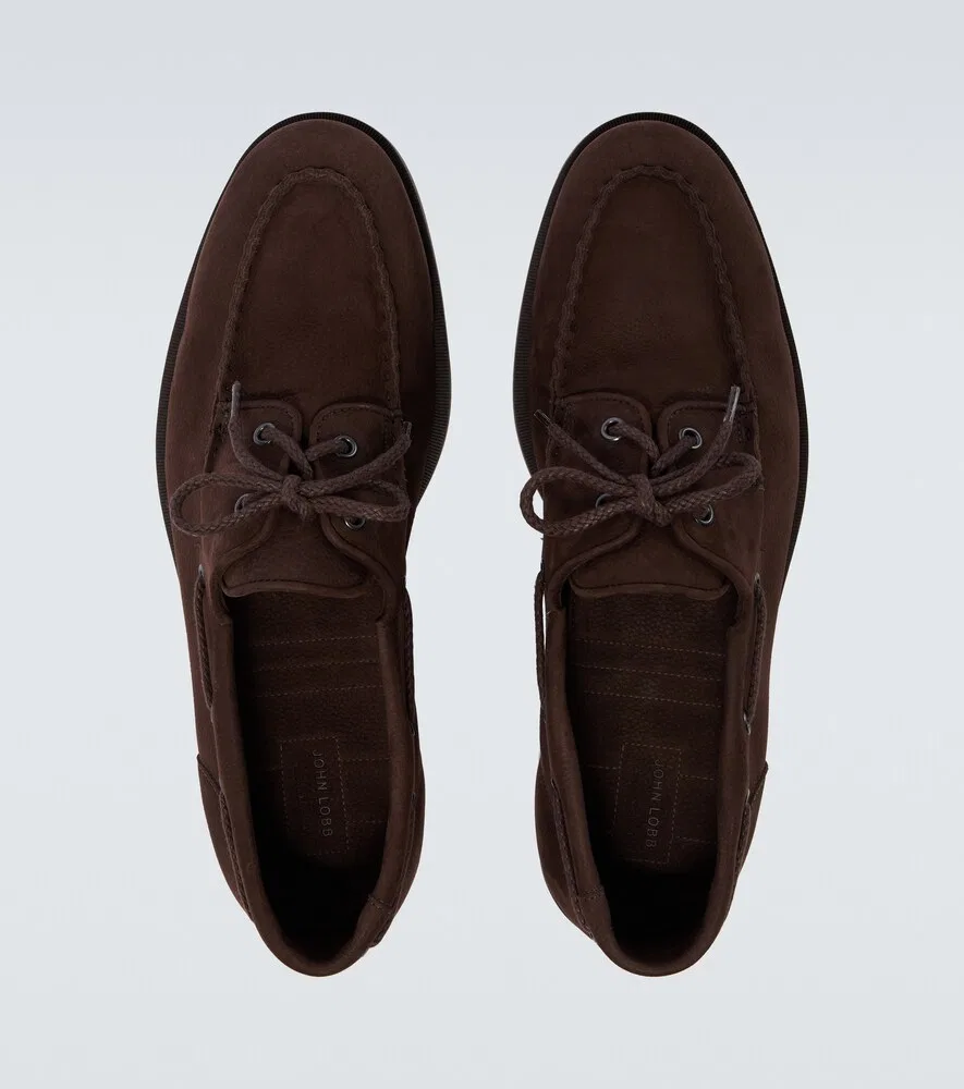 Лоферы из замши с фольгированным покрытием John Lobb, коричневый — фото 4
