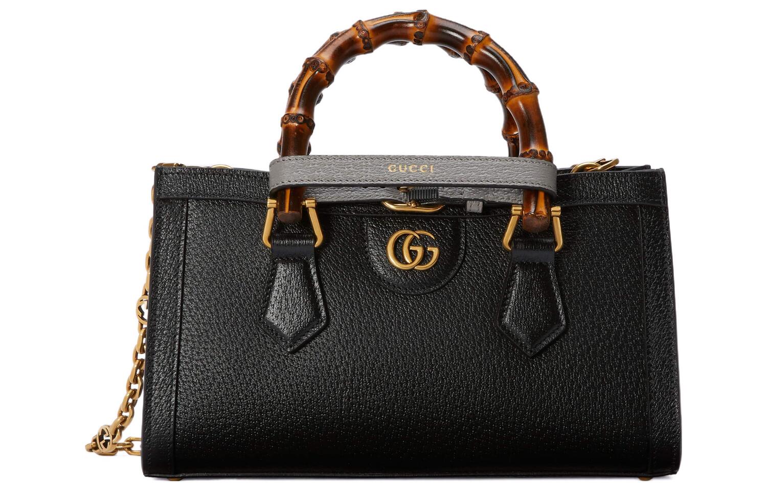 

GUCCI Кожаная портативная сумка Diana через плечо, маленькая женская сумка черная