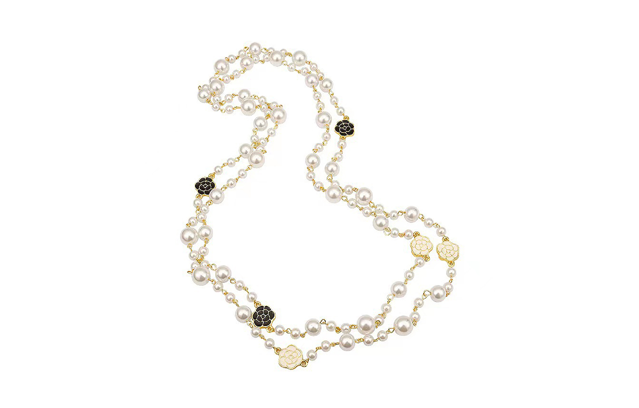 

Faux Pearl Necklace Girlfriend Love Gift Women's DAN DREAM, Camellia Pearl Necklace