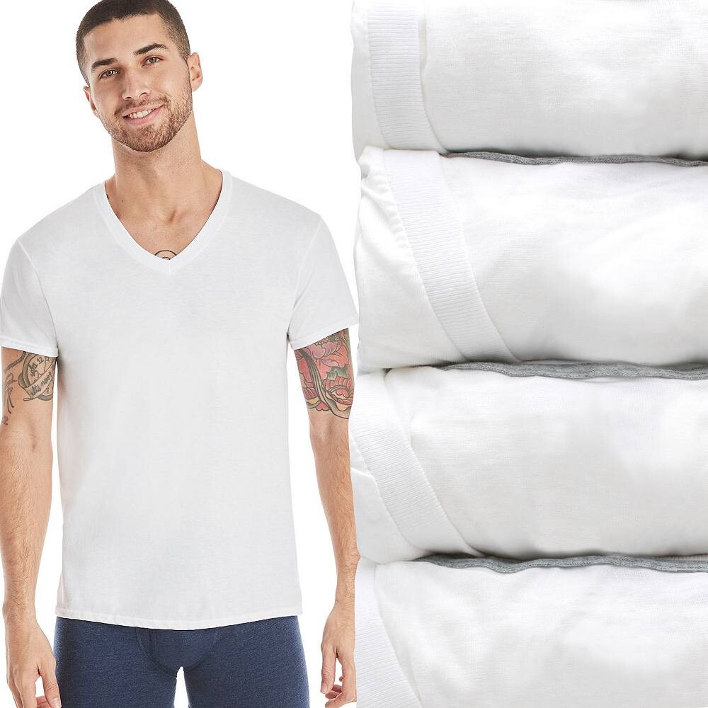 

Набор из 4 мужских футболок Hanes Ultimate Comfortс v-образным вырезом, белый
